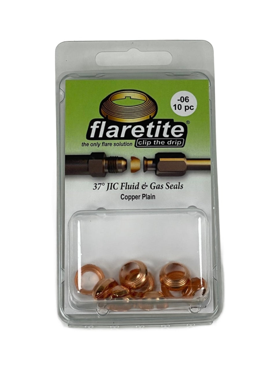 3/8" (06), Clam Shell of 10 seals, 37° JIC Copper Plain (Without Loct