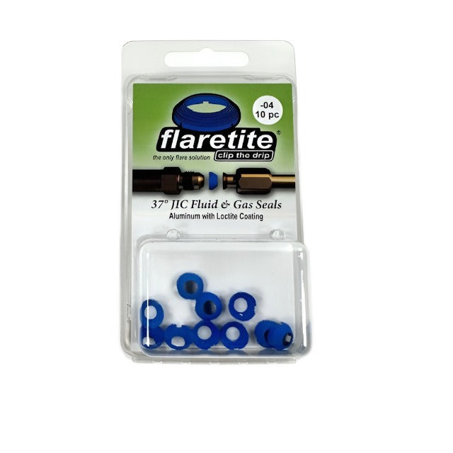 1/4" (-04), Clam Shell of 10 seals, 37° JIC Aluminum Loctite® Coated