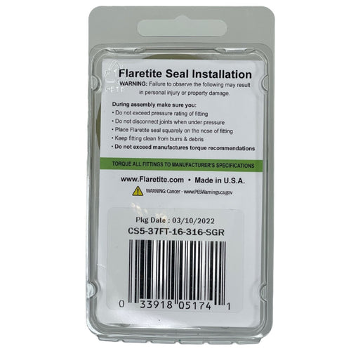 1" (-16) Clam Shell of 5 seals, 37° JIC 316 SS Loctite® Coated