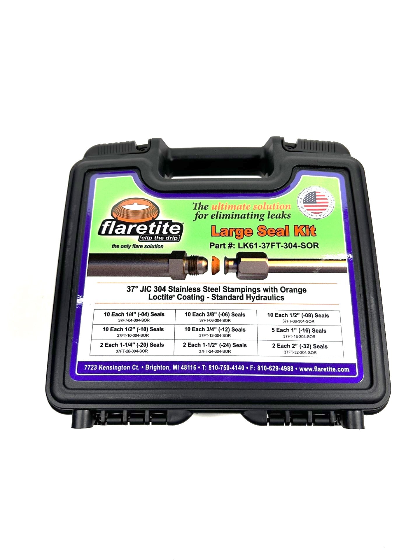 Large Variety Kit, 61 Seals, 37° JIC 304 Stainless Steel Loctite® Coated
