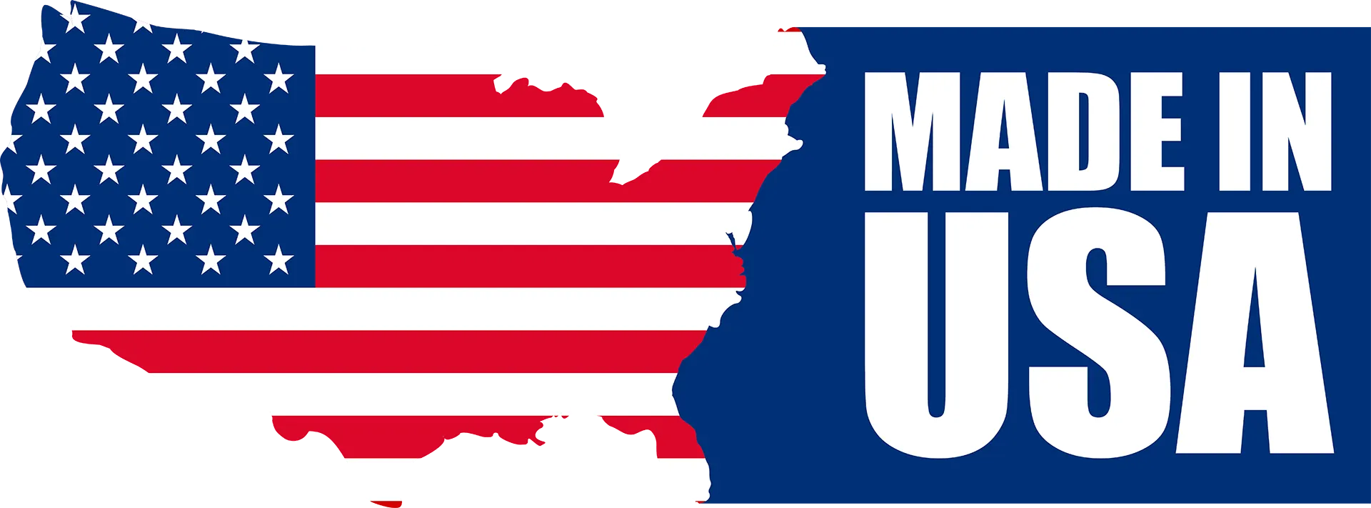 Map of the United States with American flag design and 'MADE IN USA' text.