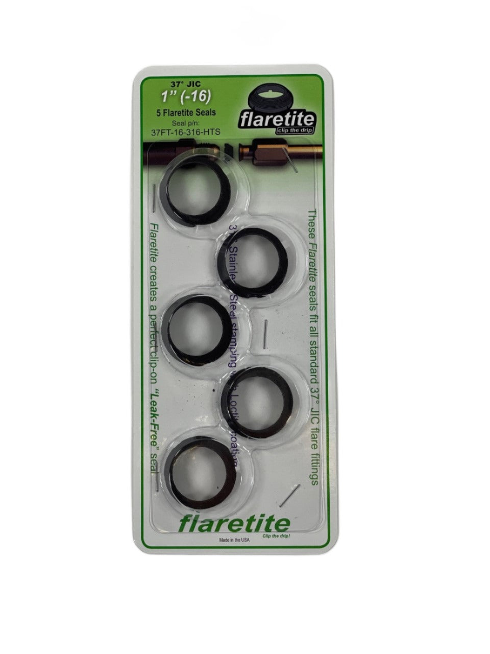1" (-16) Blister Pack of 5 seals, 37° JIC 316 Stainless Steel Loctite® Coated High Temp