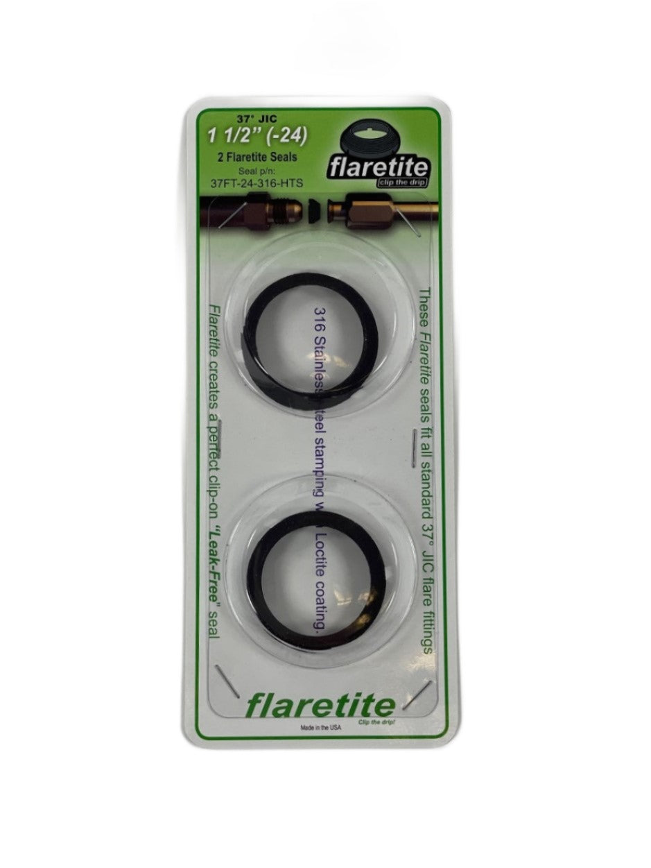 1-1/2" (-24) Blister Pack of 2 seals, 37° JIC 316 Stainless Steel Loctite® Coated High Temp