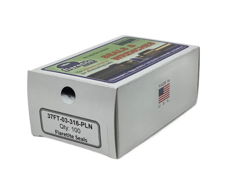 3/16" (-03), Kraft Box of 100 seals, 37° JIC 316 Stainless Steel Plain (Without Loctite®)