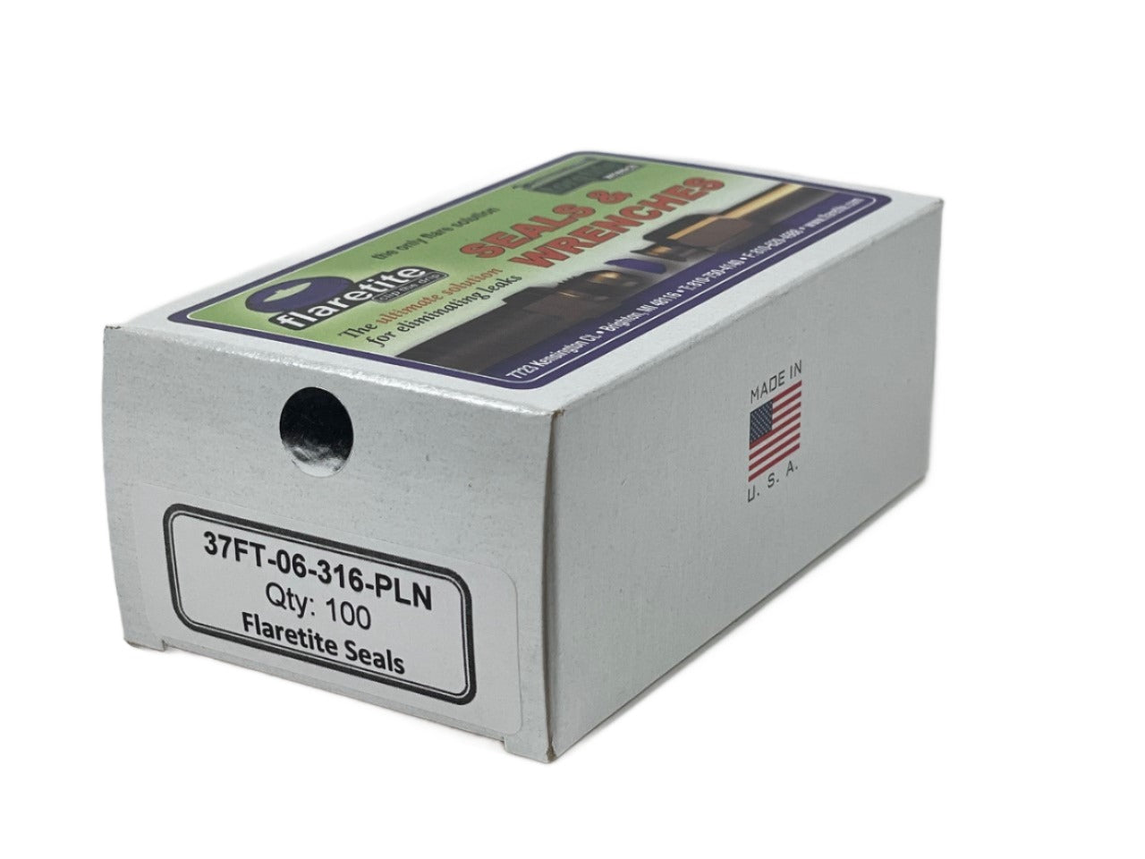 3/8" (-06), Kraft Box of 100 seals, 37° JIC 316 Stainless Steel Plain (Without Loctite®)