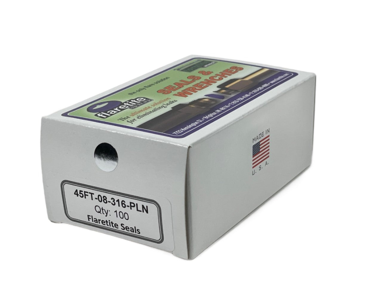 1/2" (-08), Kraft Box of 100 seals, 45° SAE 316 Stainless Steel Plain (Without Loctite®)