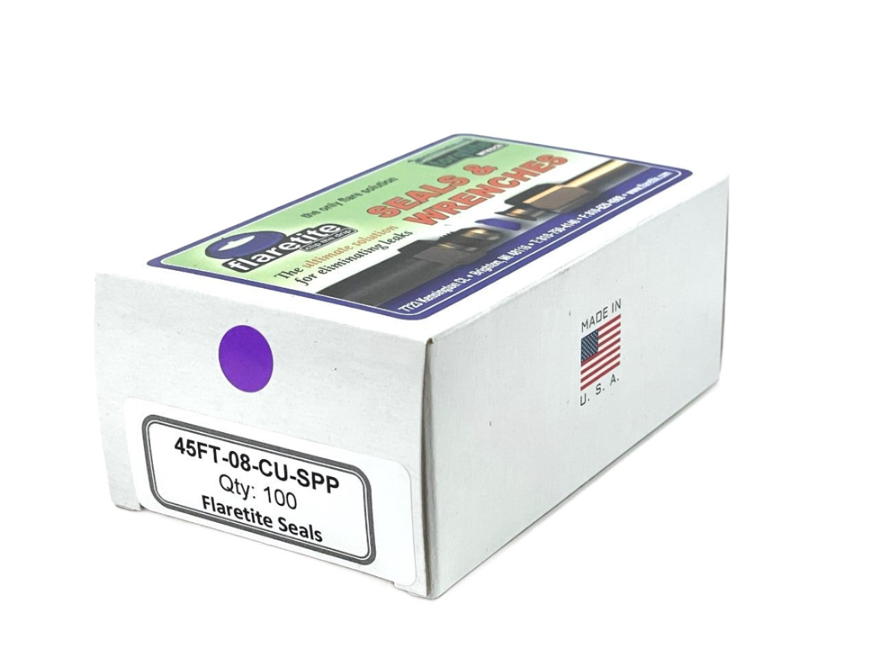 1/2" (-08), Kraft Box of 100 seals, 45° SAE Copper Loctite® Coated
