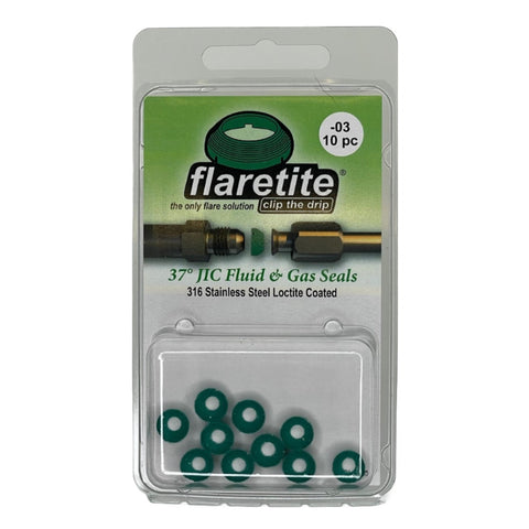 3/16" (-03) Clam Shell of 10 seals, 37° JIC 316 Stainless Steel Loctite® Coated