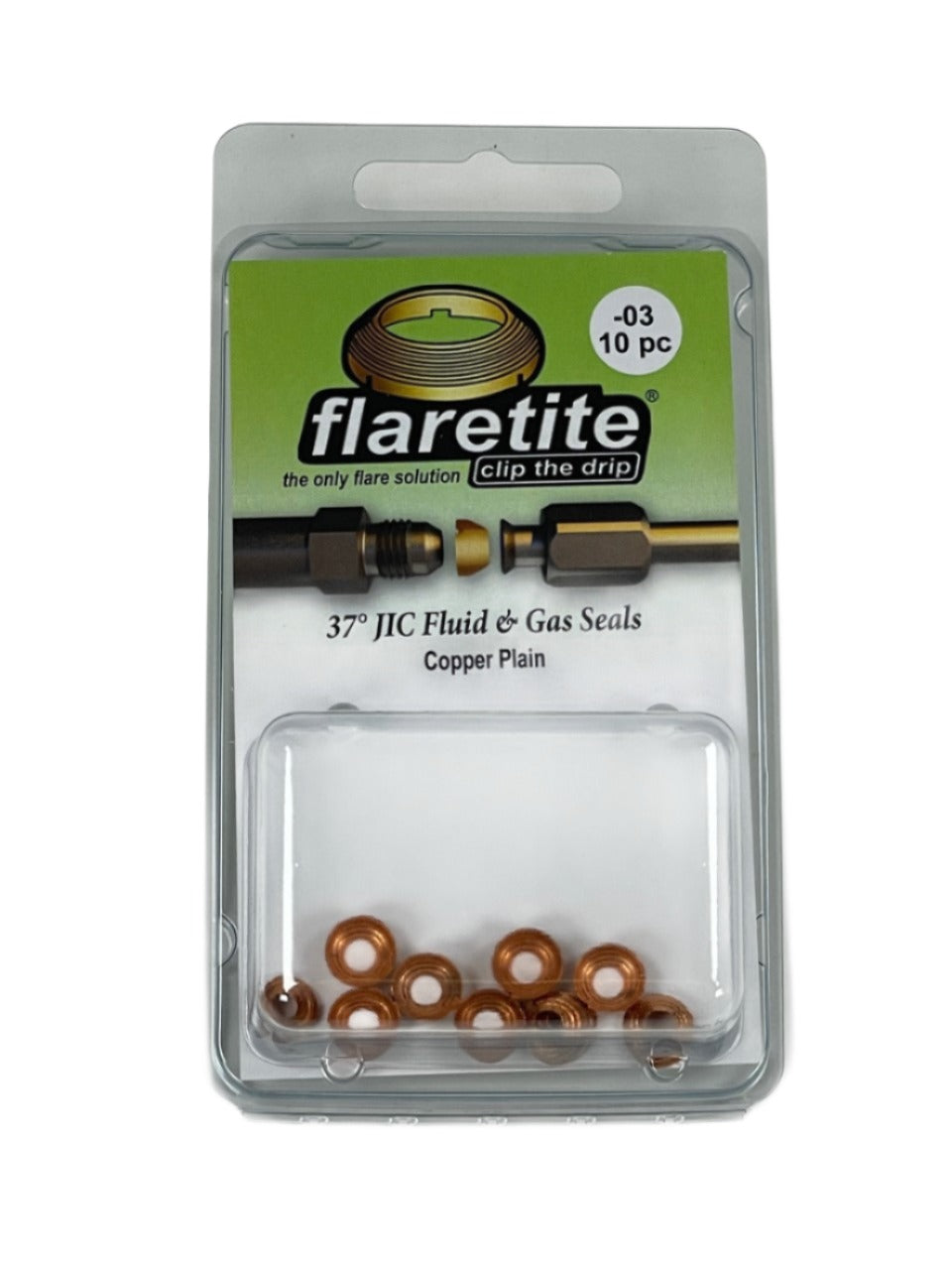 3/16" (-03), Clam Shell of 10 seals, 37° JIC Copper Plain (Without Loctite®)