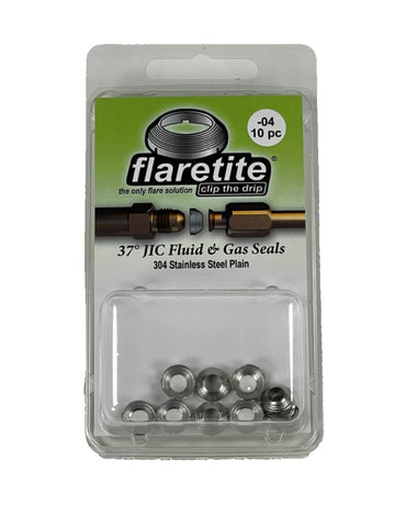 1/4" (-04), Clam Shell of 10 seals, 37° JIC 304 Stainless Steel Plain (Without Loctite®)