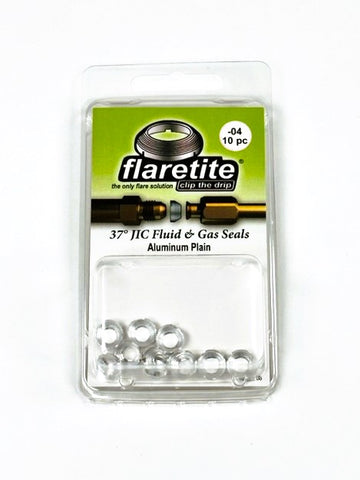 1/4" (-04), Clam Shell of 10 seals, 37° JIC Aluminum Plain (Without Loctite®)