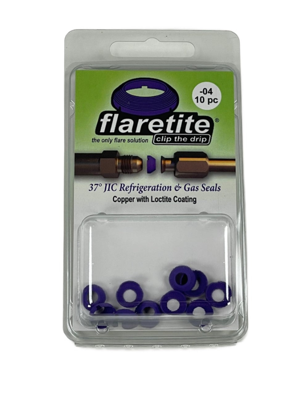 1/4" (-04), Clam Shell of 10 seals, 37° JIC Copper Loctite® Coated
