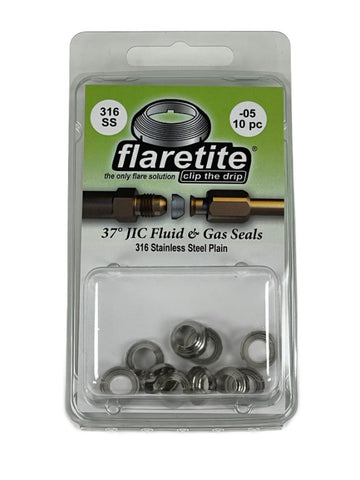 5/16" (-05), Clam Shell of 10 seals, 37° JIC 316 Stainless Steel Plain (Without Loctite®)