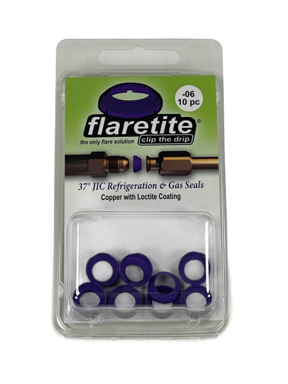 3/8" (-06), Clam Shell of 10 seals, 37° JIC Copper Loctite® Coated