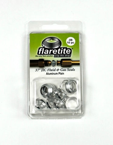 1/2" (-08), Clam Shell of 10 seals, 37° JIC Aluminum Plain (Without Loctite®)
