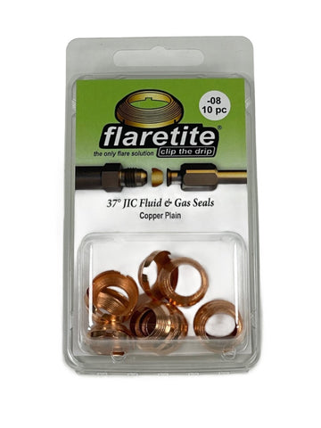 1/2" (-08), Clam Shell of 10 seals, 37° JIC Copper Plain (Without Loctite®)