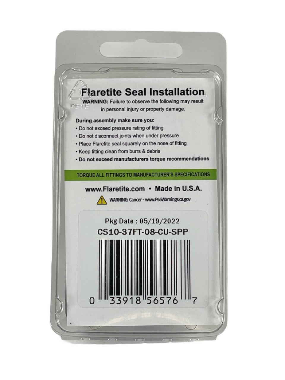 1/2" (-08), Clam Shell of 10 seals, 37° JIC Copper Loctite® Coated