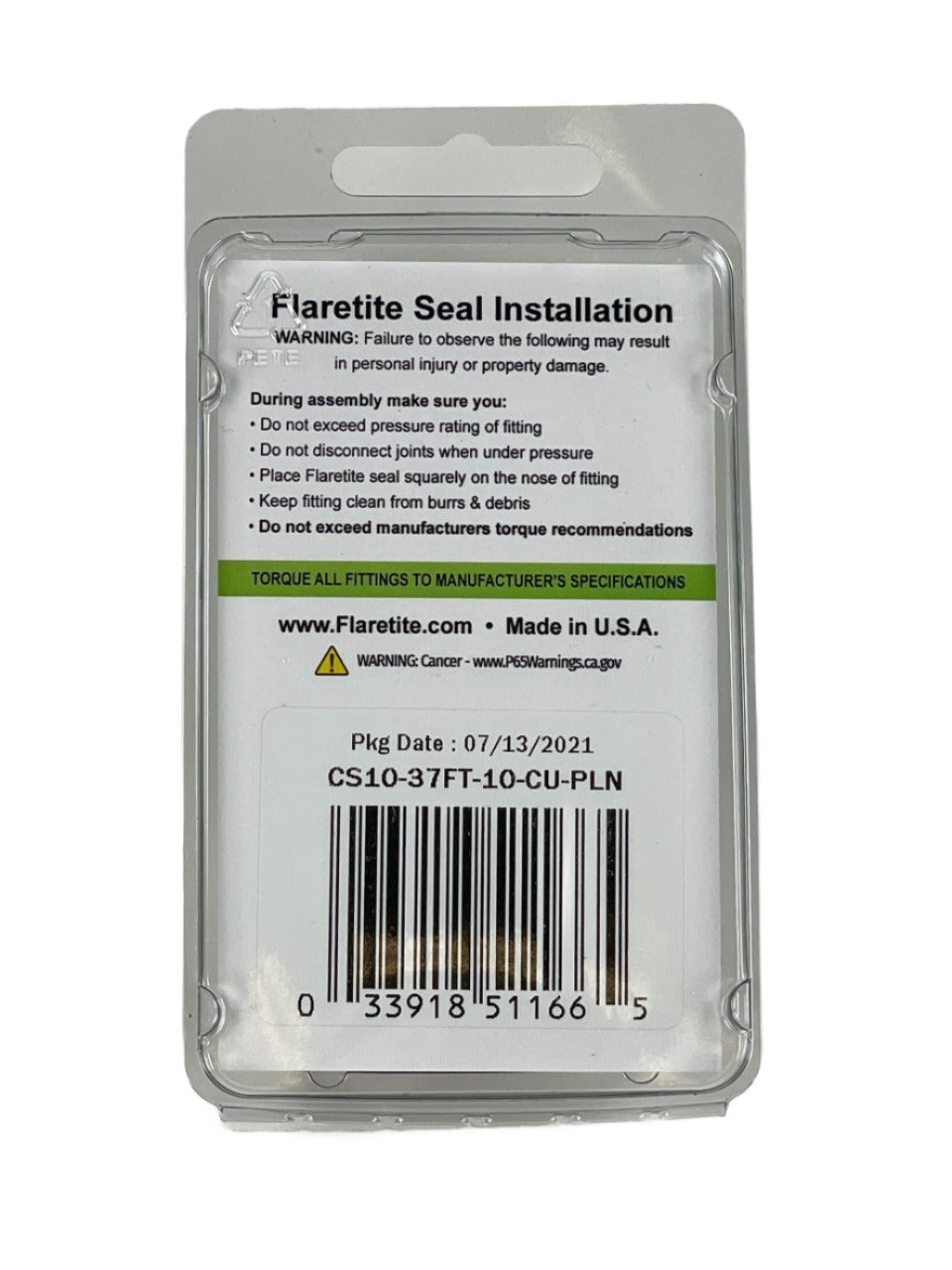 5/8" (-10), Clam Shell of 10 seals, 37° JIC Copper Plain (Without Loctite®)