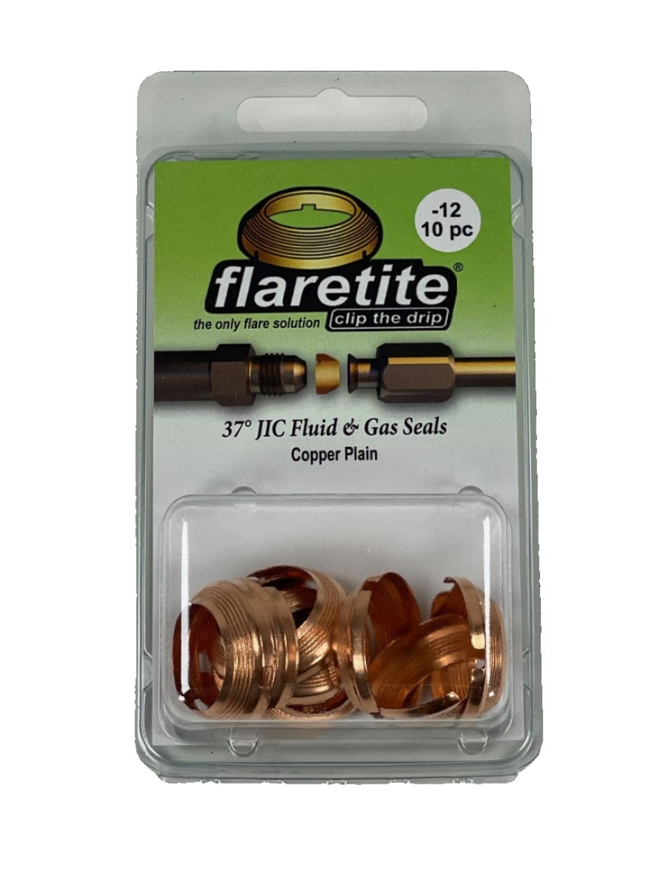 3/4" (-12), Clam Shell of 10 seals, 37° JIC Copper Plain (Without Loctite®)