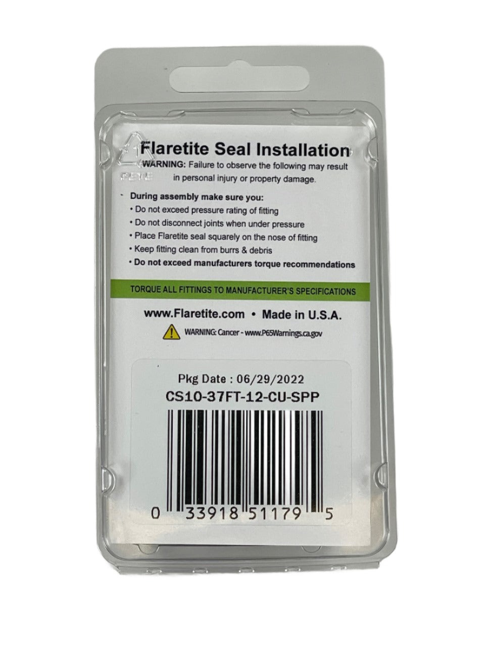 3/4" (-12), Clam Shell of 10 seals, 37° JIC Copper Loctite® Coated
