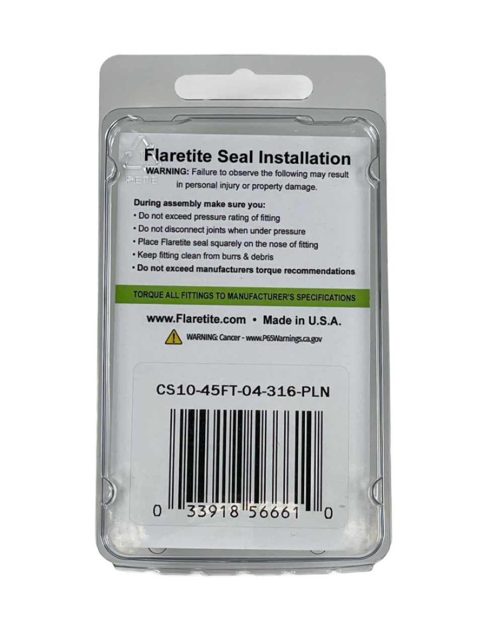 1/4" (-04), Clam Shell of 10 seals, 45° SAE 316 Stainless Steel Plain (Without Loctite®)
