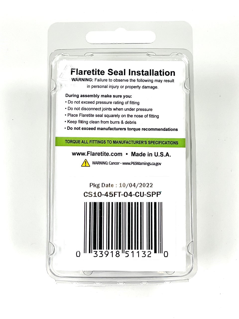 1/4" (-04), Clam Shell of 10 seals, 45° SAE Copper Loctite® Coated
