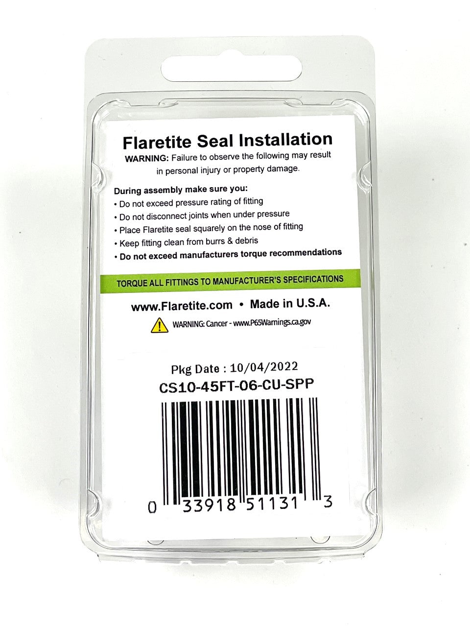 3/8" (-06), Clam Shell of 10 seals, 45° SAE Copper Loctite® Coated