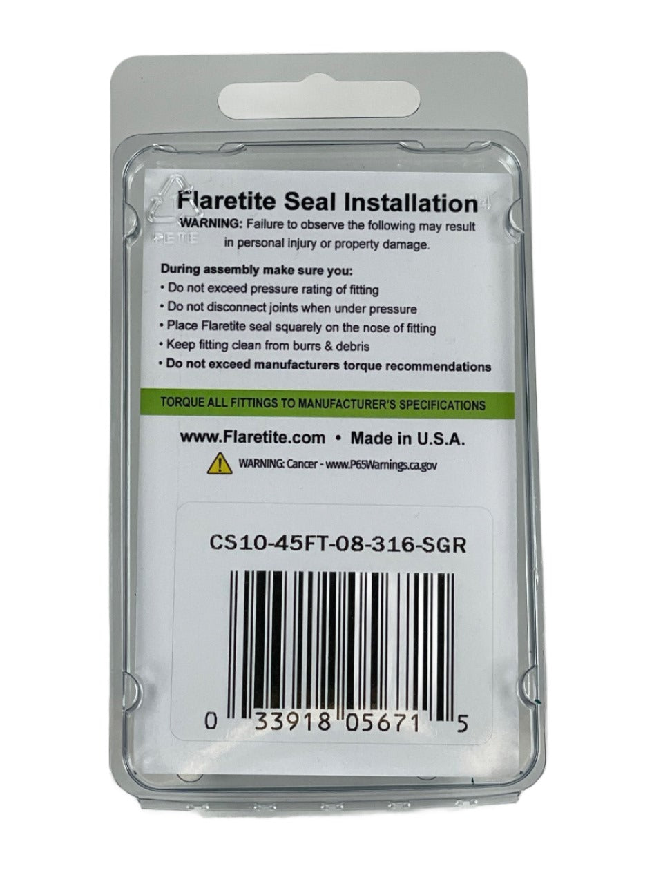 1/2" (-08), Clam Shell of 10 seals, 45° SAE 316 Stainless Steel Loctite® Coated