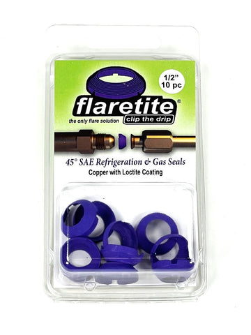 1/2" (-08), Clam Shell of 10 seals, 45° SAE Copper Loctite® Coated