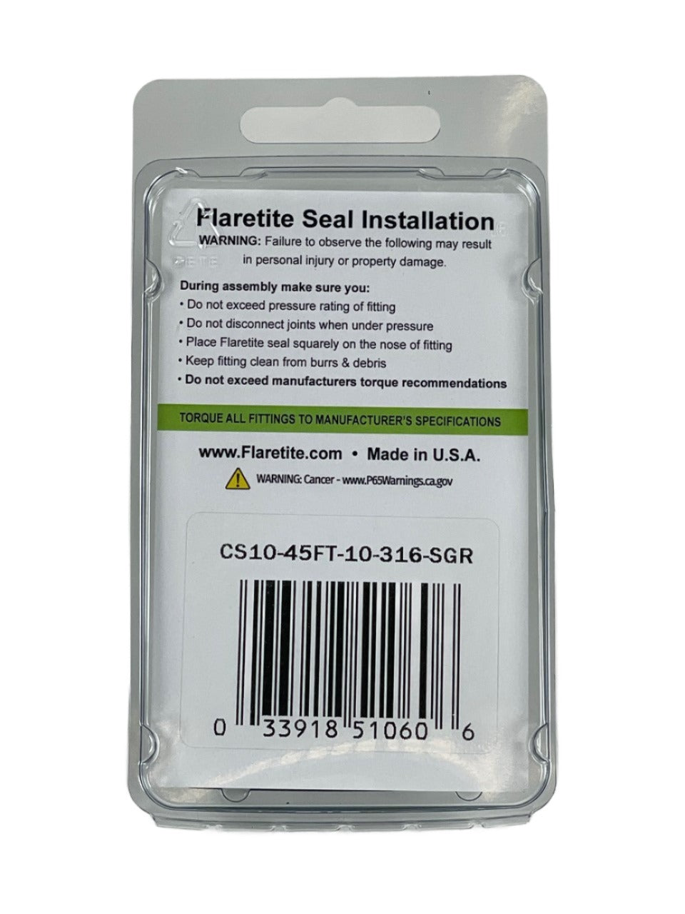 5/8" (-10), Clam Shell of 10 seals, 45° SAE 316 Stainless Steel Loctite® Coated