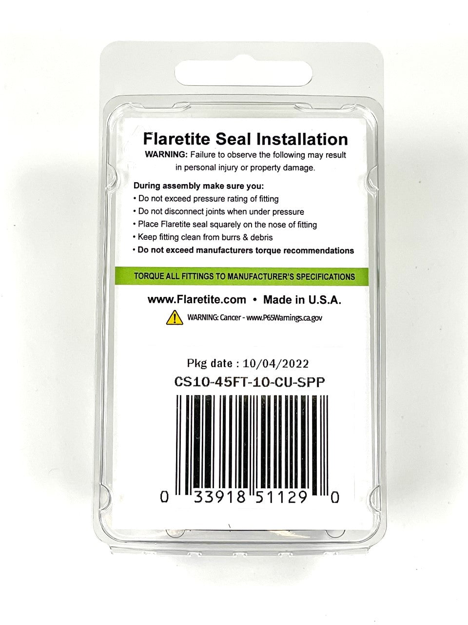 5/8" (-10), Clam Shell of 10 seals, 45° SAE Copper Loctite® Coated