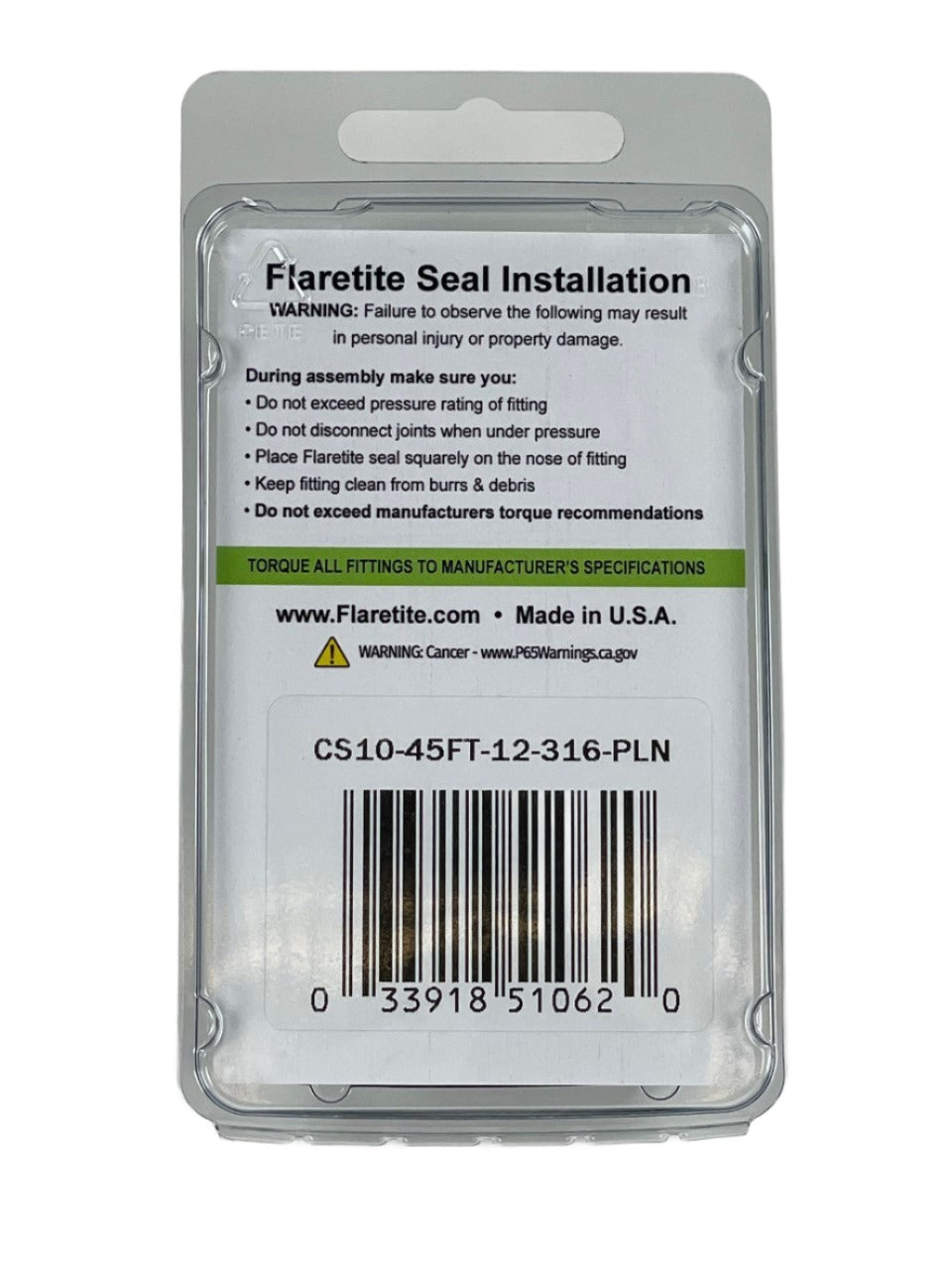 3/4" (-12), Clam Shell of 10 seals, 45° SAE 316 Stainless Steel Plain (Without Loctite®)