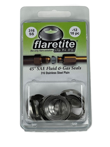 3/4" (-12), Clam Shell of 10 seals, 45° SAE 316 Stainless Steel Plain (Without Loctite®)