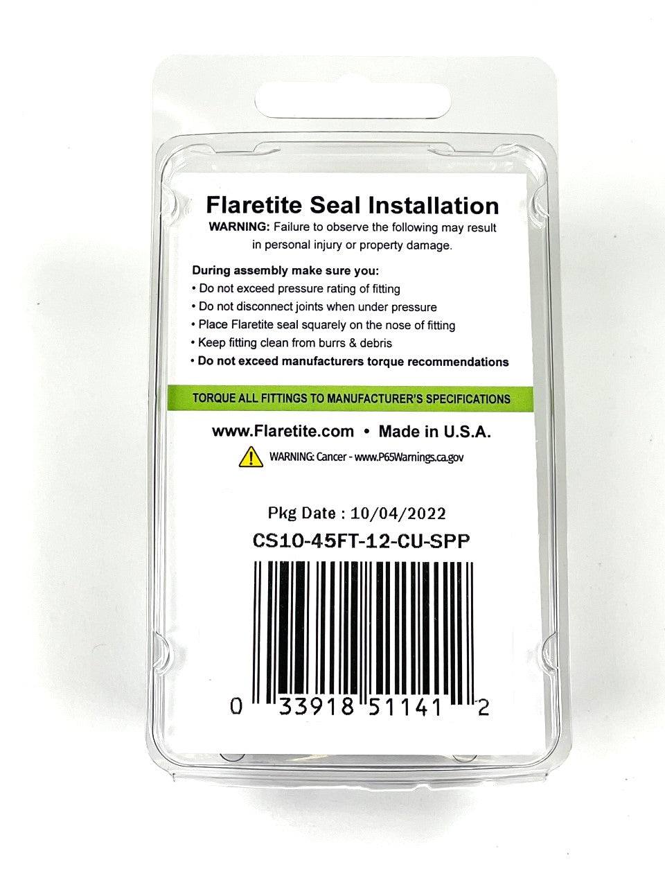 3/4" (-12), Clam Shell of 10 seals, 45° SAE Copper Loctite® Coated