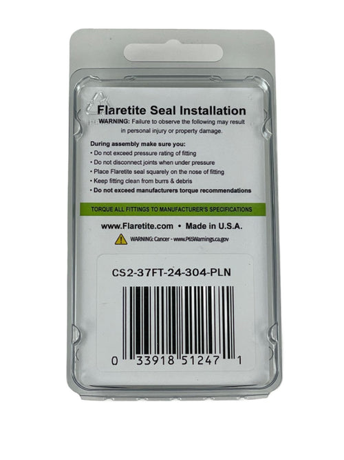1-1/2" (-24), Clam Shell of 2 seals, 37° JIC 304 Stainless Steel Plain (Without Loctite®)