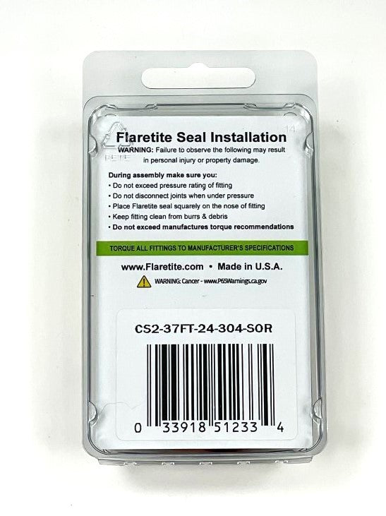 1-1/2" (-24) Clam Shell of 2 seals, 37° JIC 304 Stainless Steel Loctite® Coated