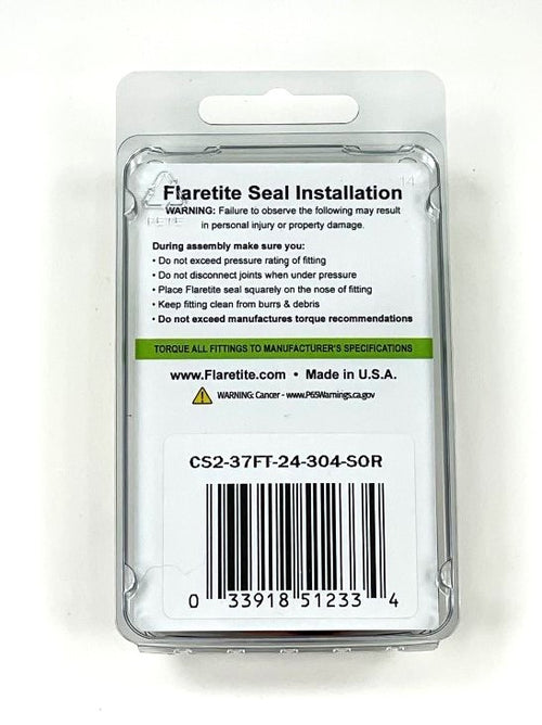 1-1/2" (-24) Clam Shell of 2 seals, 37° JIC 304 Stainless Steel Loctite® Coated