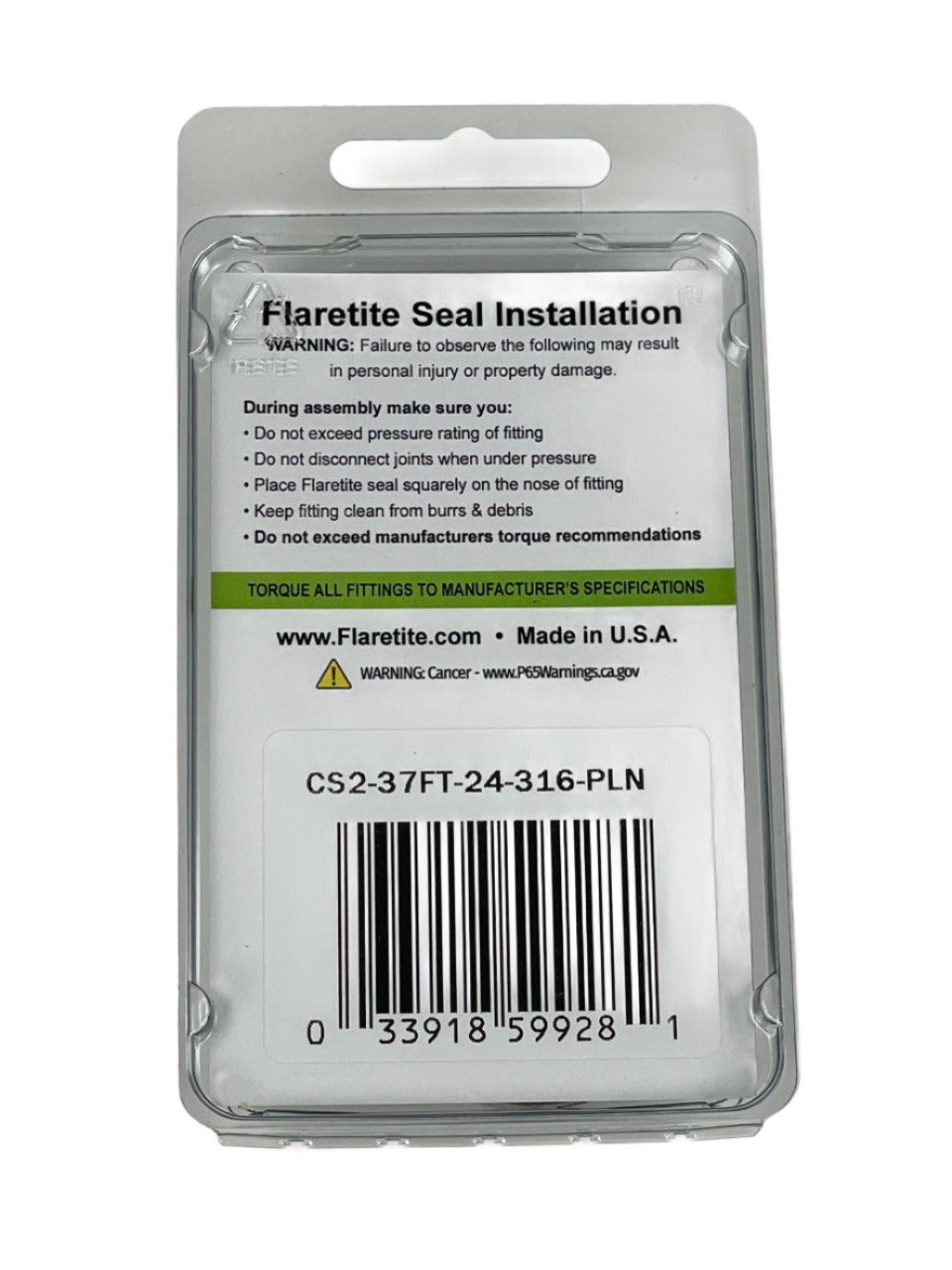 1-1/2" (-24), Clam Shell of 2 seals, 37° JIC 316 Stainless Steel Plain (Without Loctite®)