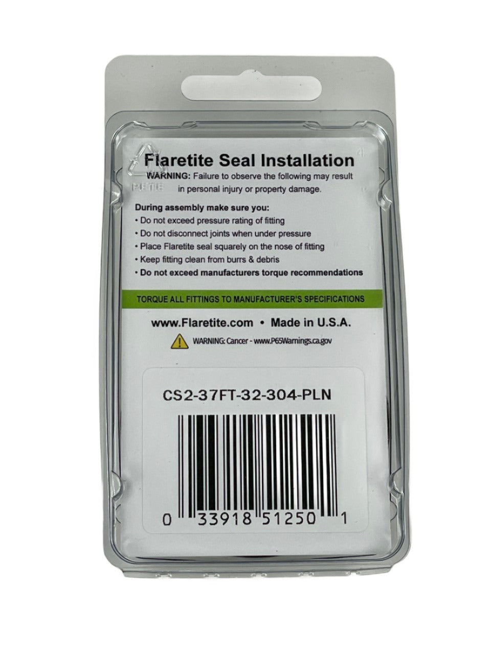 2" (-32), Clam Shell of 2 seals, 37° JIC 304 Stainless Steel Plain (Without Loctite®)