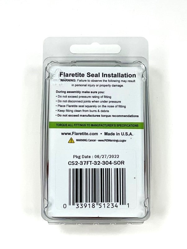 2" (-32) Clam Shell of 2 seals, 37° JIC 304 Stainless Steel Loctite® Coated