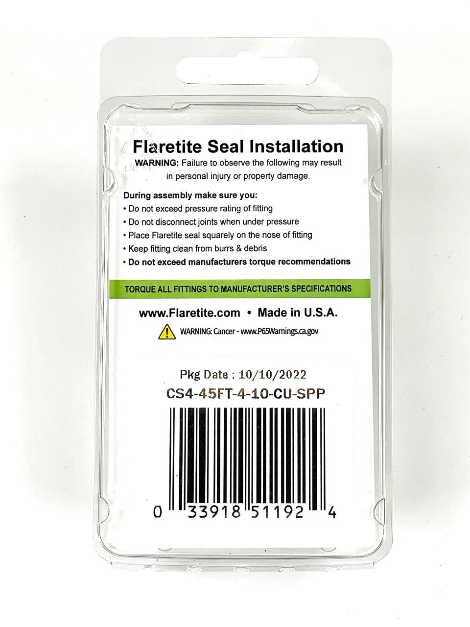 1/4" and 5/8" Combo Clam, 4 Seals, 45° SAE Copper Loctite® Coated