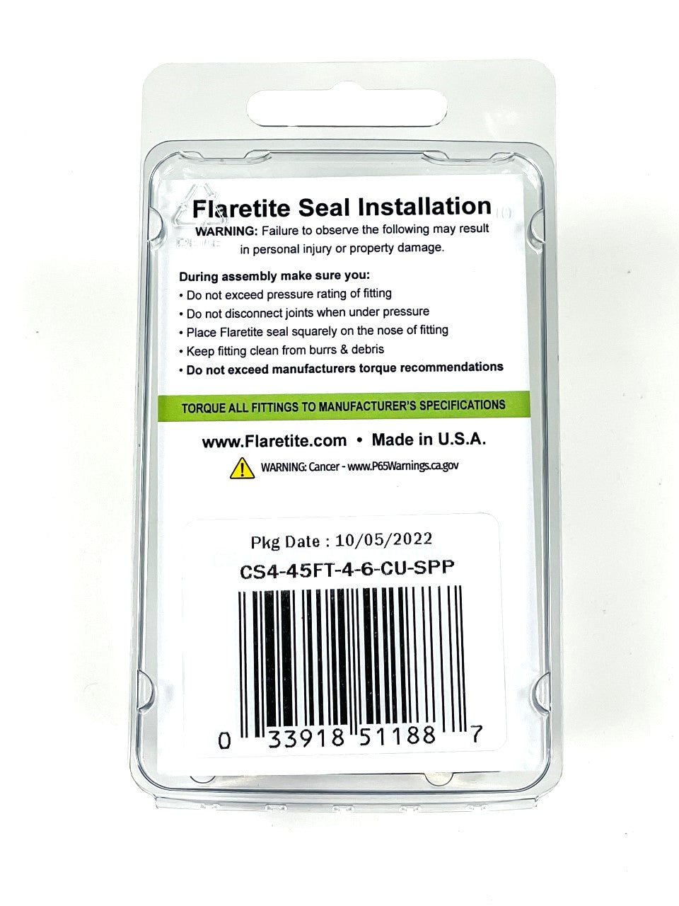 1/4" and 3/8" Combo Clam, 4 Seals, 45° SAE Copper Loctite® Coated