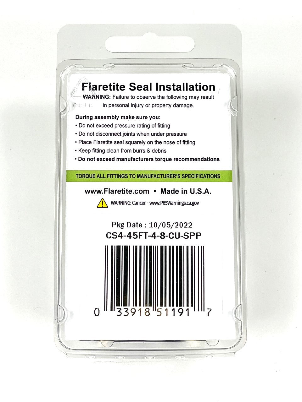 1/4" and 1/2" Combo Clam, 4 Seals, 45° SAE Copper Loctite® Coated