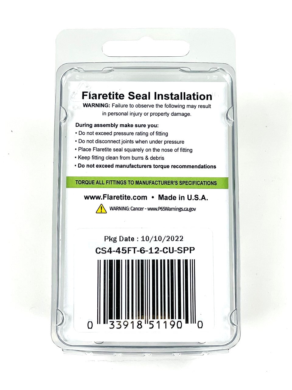 3/8" and 3/4" Combo Clam, 4 Seals, 45° SAE Copper Loctite® Coated