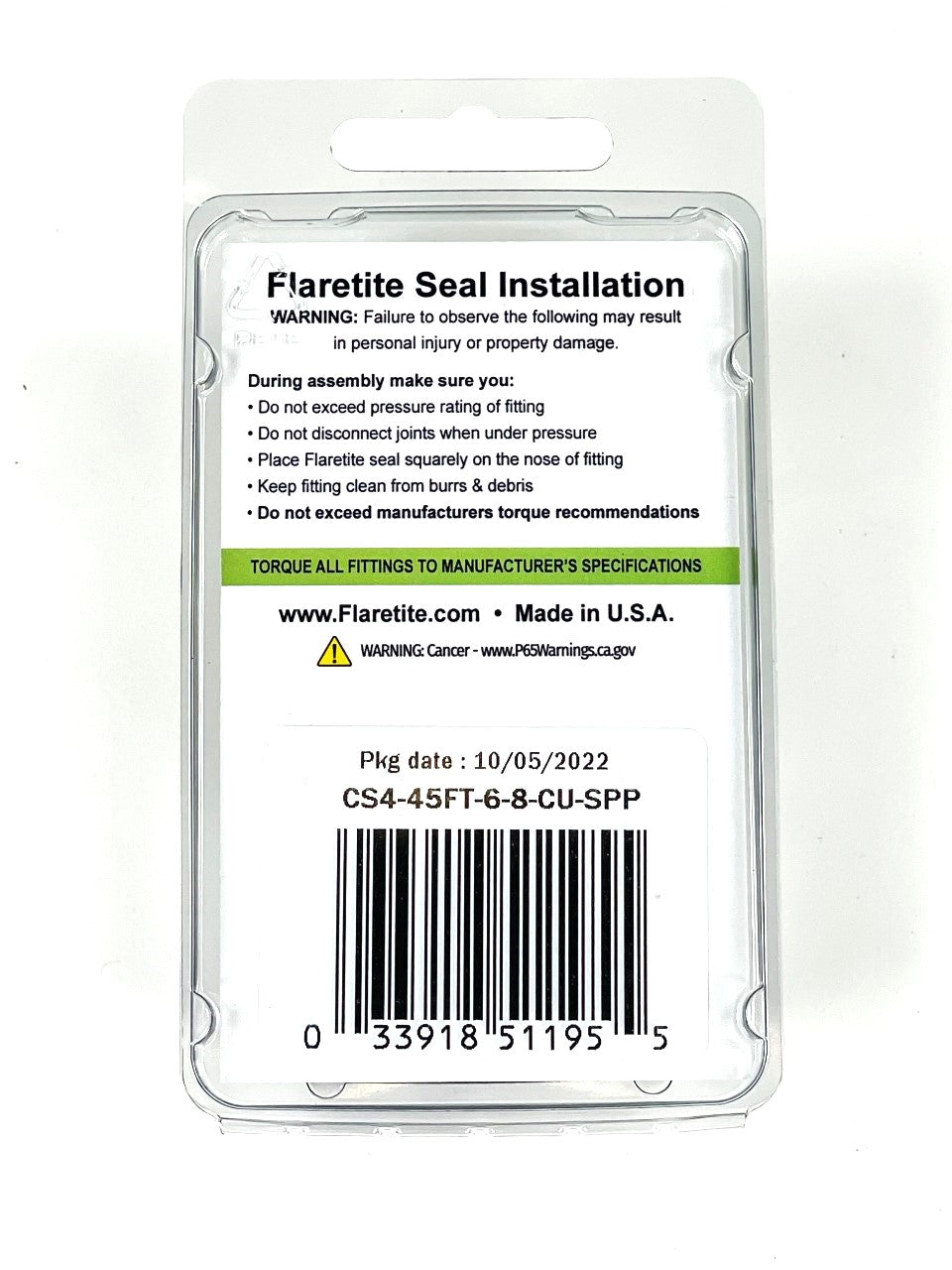 3/8" and 1/2" Combo Clam, 4 Seals, 45° SAE Copper Loctite® Coated
