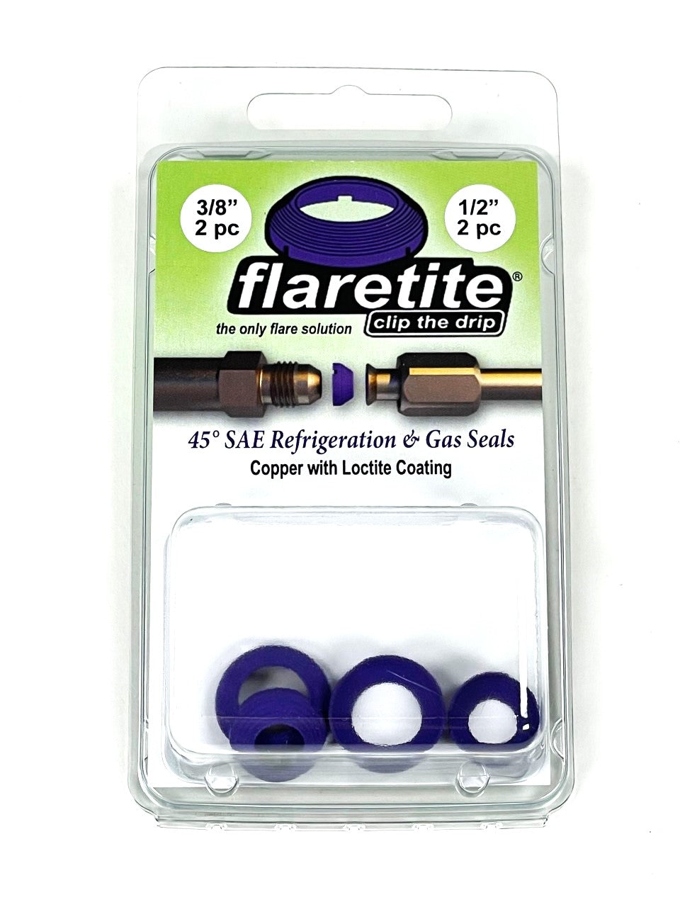 3/8" and 1/2" Combo Clam, 4 Seals, 45° SAE Copper Loctite® Coated