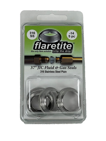 7/8" (-14), Clam Shell of 5 seals, 37° JIC 316 Stainless Steel Plain (Without Loctite®)