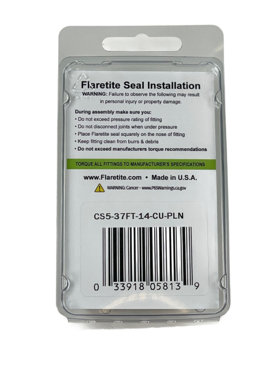 7/8" (-14), Clam Shell of 5 seals, 37° JIC Copper Plain (Without Loctite®)
