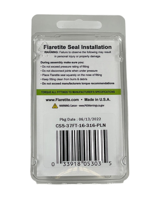 1" (-16), Clam Shell of 5 seals, 37° JIC 316 Stainless Steel Plain (Without Loctite®)