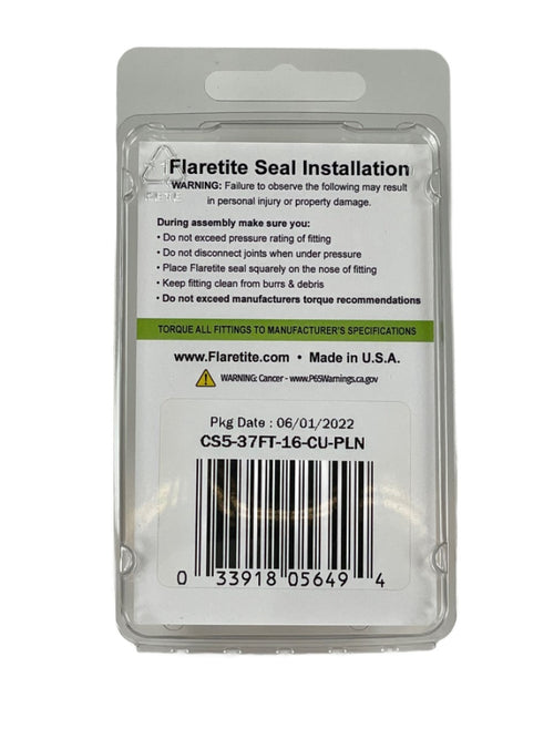 1" (-16), Clam Shell of 5 seals, 37° JIC Copper Plain (Without Loctite®)